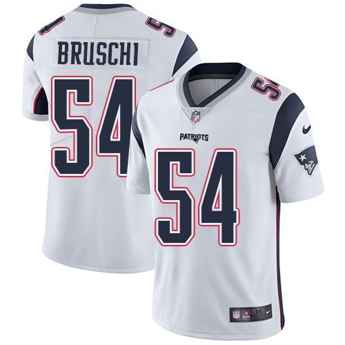 Men New England Patriots #54 Tedy Bruschi Nike White Vapor Limited NFL Jersey